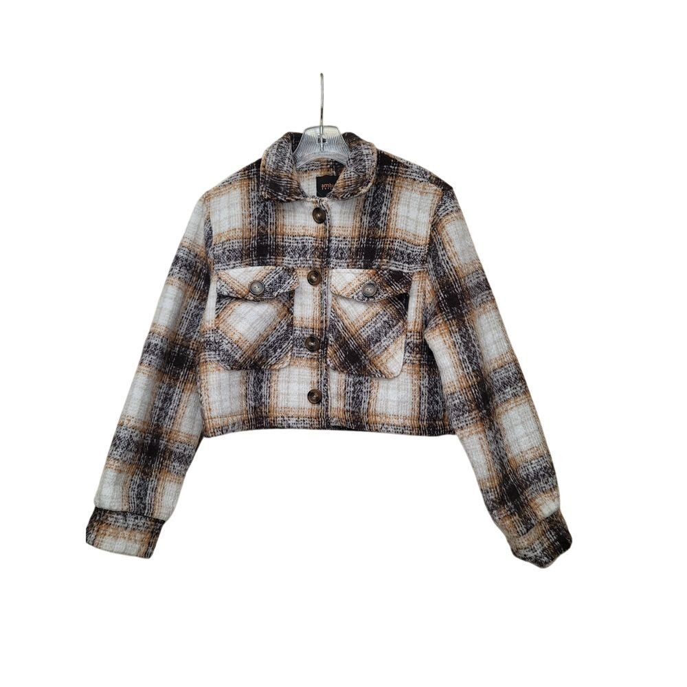 Ambiance Outerwear Womens Plaid Cropped M Jacket Gorpcore Y2K Camping‎ Hiking